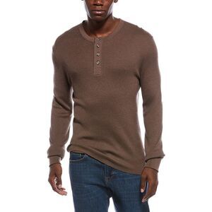 Simkhai Mens  Hezekiah Silk & Cashmere-Blend Henley Shirt, Brown